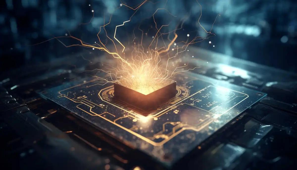 Glowing computer chip representing AI agents